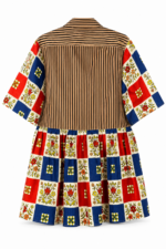 Striped Folk Patchwork Shirt Dress Striped Folk Patchwork Shirt Dress