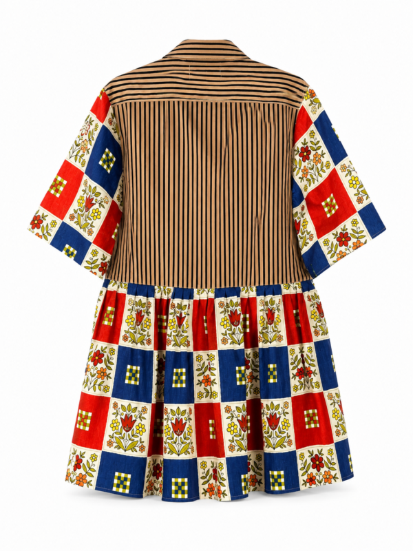 Striped Folk Patchwork Shirt Dress Striped Folk Patchwork Shirt Dress