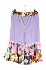 Upcycled Lavender Ruffle Pants Floral Pink Upcycled Lavender Ruffle Pants Floral Pink