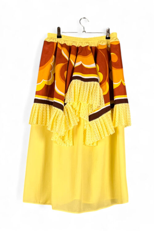 Yellow Orange Table Clothe Skirt With Ruffles