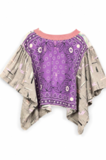 Vintage Scarf Top Lilac Floral Wave