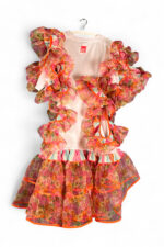 Floral Ruffle Fantasy Dress Pink Cream Floral Ruffle Fantasy Dress Pink Cream