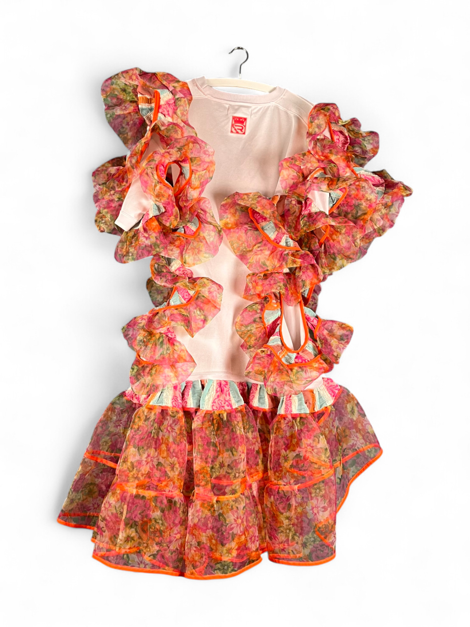 Floral Ruffle Fantasy Dress Pink Cream Floral Ruffle Fantasy Dress Pink Cream
