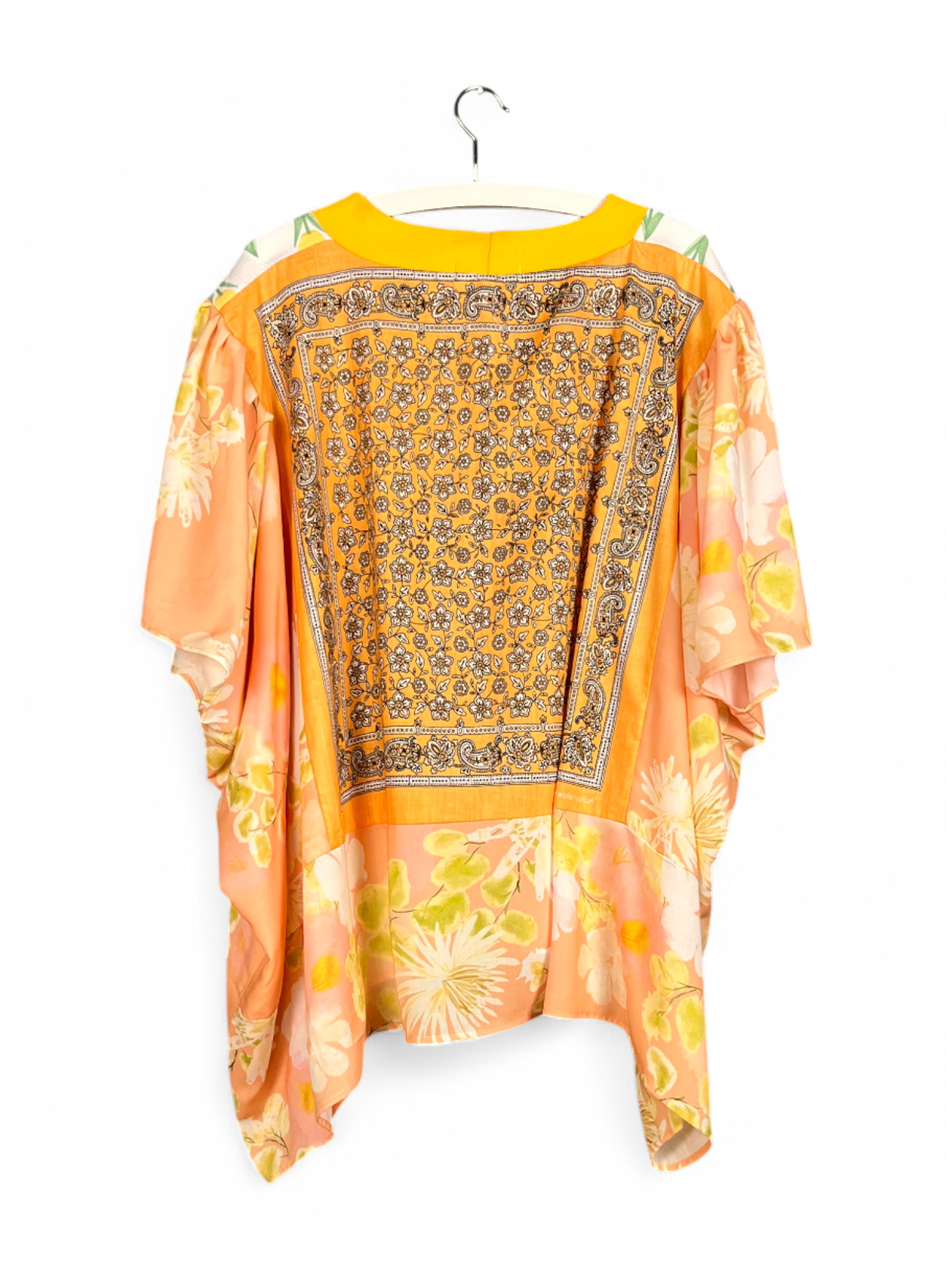 Floral Patchwork Orange Bloom Top Floral Patchwork Orange Bloom Top