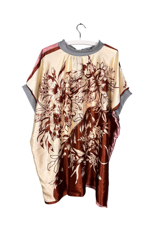 Vintage Scarf Tunic Brown Floral Cream Vintage Scarf Tunic Brown Floral Cream