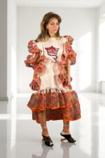 Floral Patchwork Dress Blue Bandana Front Floral Patchwork Dress Blue Bandana Front