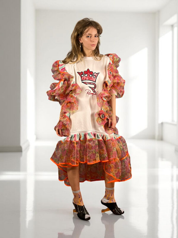 Floral Patchwork Dress Blue Bandana Front Floral Patchwork Dress Blue Bandana Front