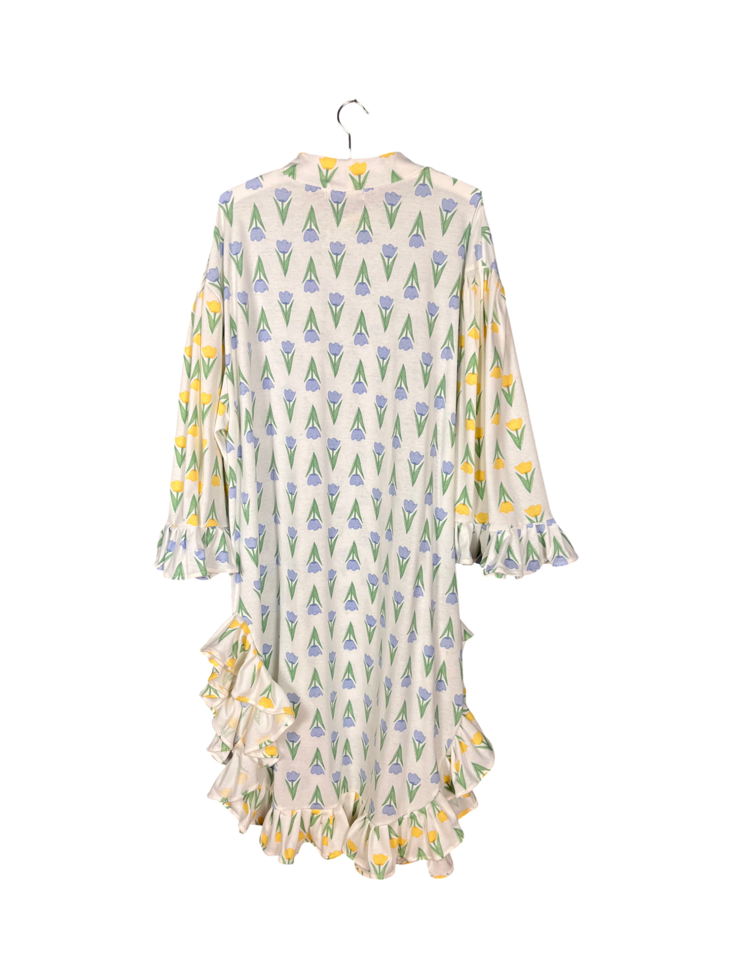 Floral Jersey Ruffle Dress Cream Tulips Floral Jersey Ruffle Dress Cream Tulips