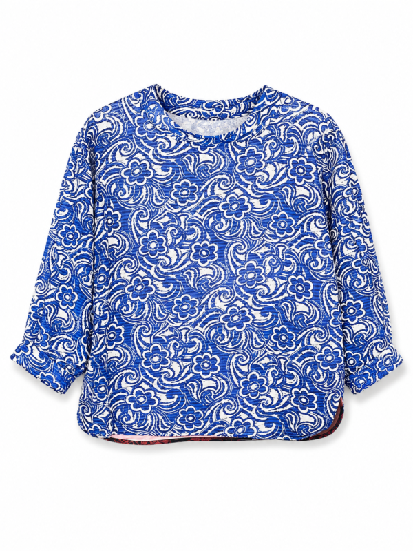 Blue Floral Top with Sunset Back Print Blue Floral Top with Sunset Back Print
