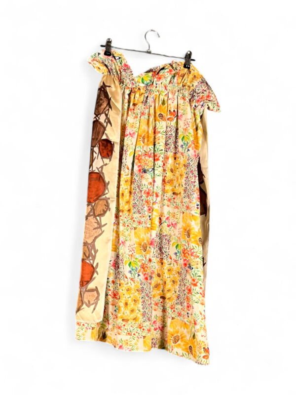 Upcycled Foulard Apron Skirt Yellow Brown Upcycled Foulard Apron Skirt Yellow Brown