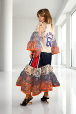 Floral Patchwork Dress Blue Bandana Front Floral Patchwork Dress Blue Bandana Front