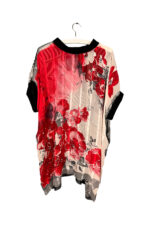 Upcycled Vintage Scarf Top Red Garden Mesh Upcycled Vintage Scarf Top Red Garden Mesh