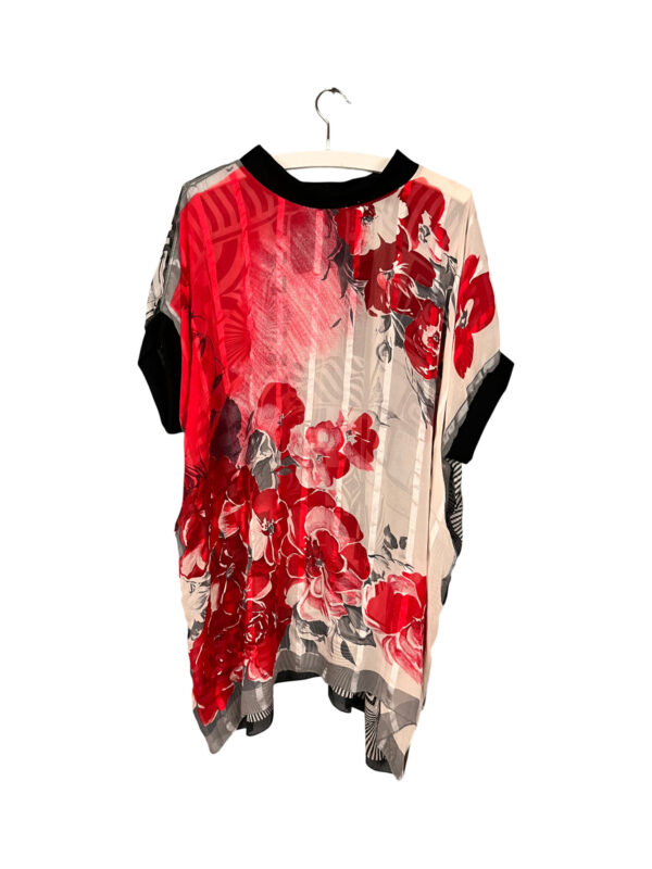 Upcycled Vintage Scarf Top Red Garden Mesh Upcycled Vintage Scarf Top Red Garden Mesh