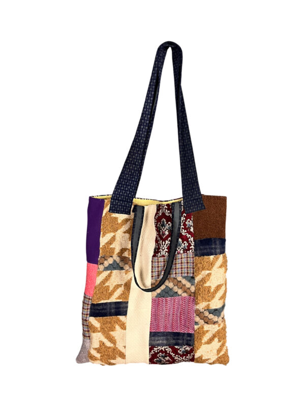 Upcycled Tote Bag Folk Couple Embroidery Upcycled Tote Bag Folk Couple Embroidery