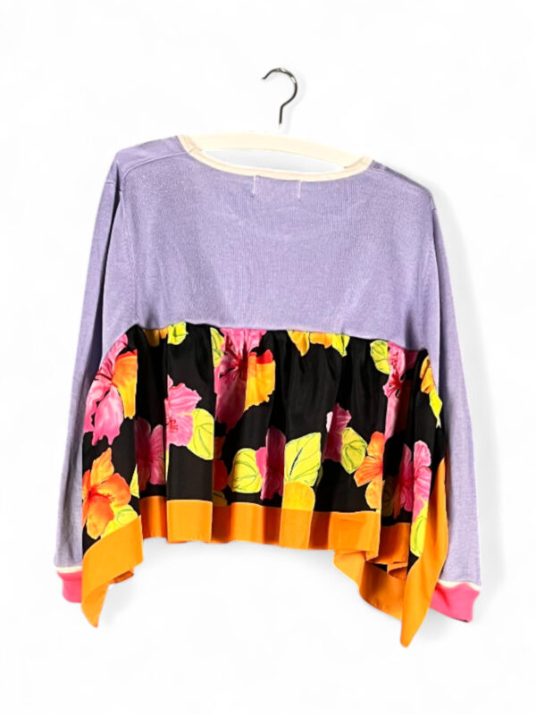 Upcycled Lavender Floral Top Black Orange Upcycled Lavender Floral Top Black Orange