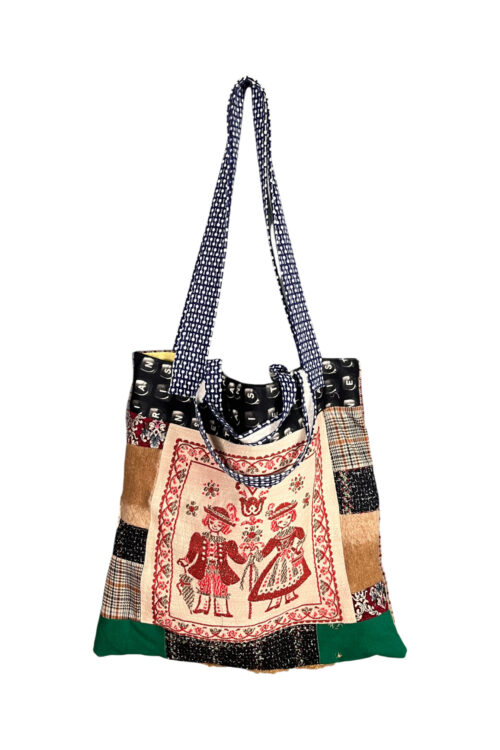 Upcycled Tote Bag Folk Embroidery Mix Upcycled Tote Bag Folk Embroidery Mix