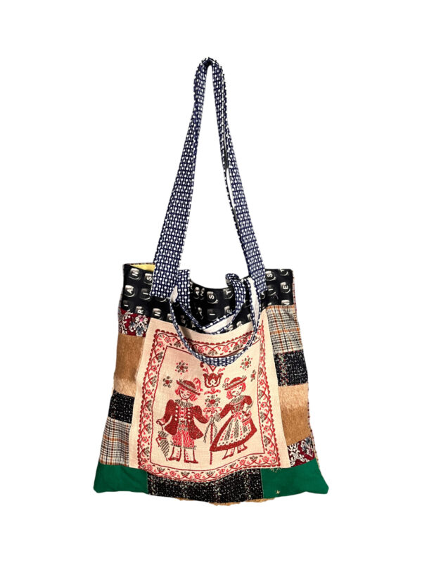 Upcycled Tote Bag Folk Embroidery Mix Upcycled Tote Bag Folk Embroidery Mix