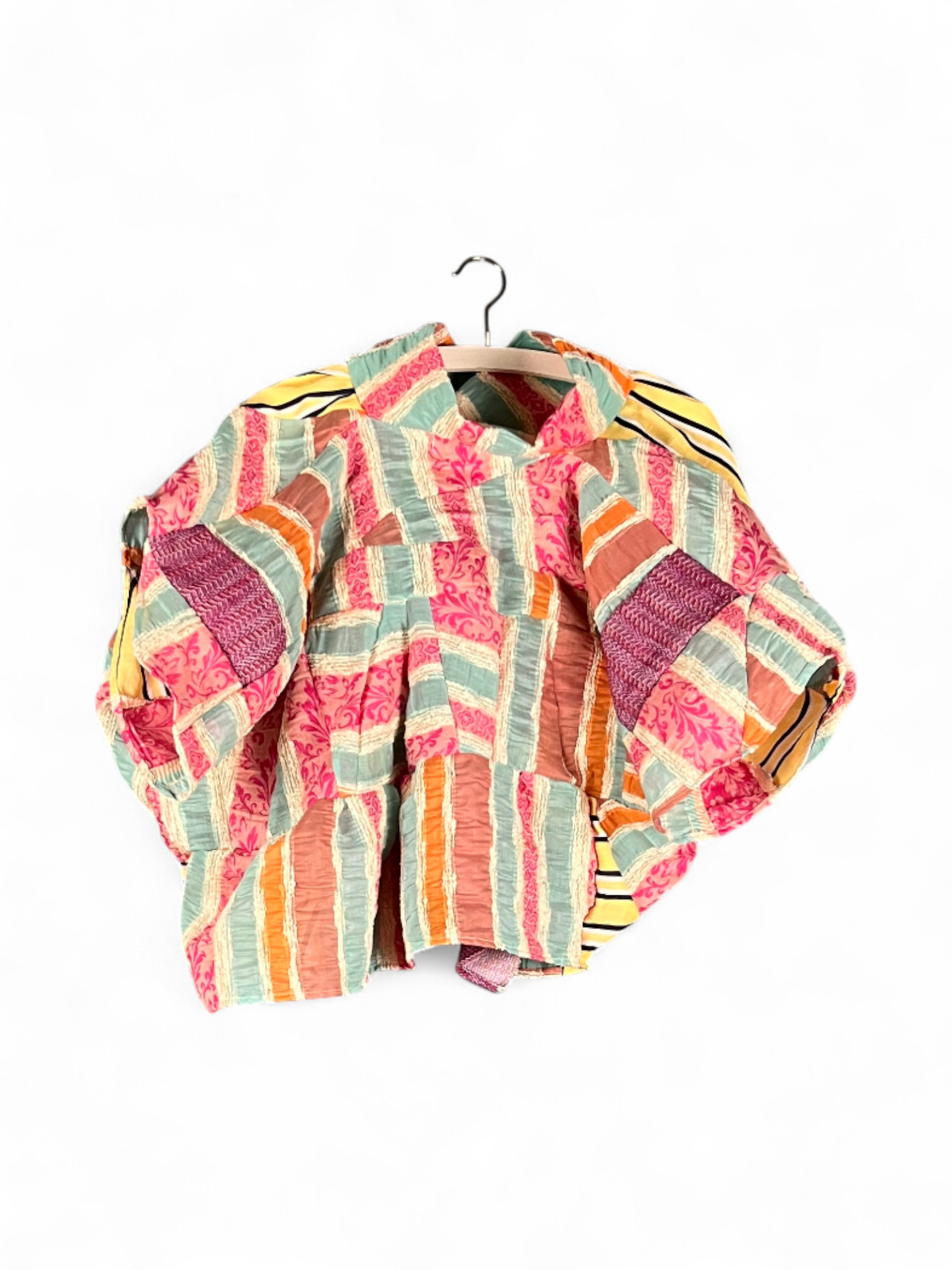Striped Patchwork Top Pink Mint Yellow Striped Patchwork Top Pink Mint Yellow