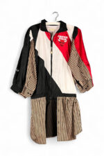 Upcycled Bulls Jacket Dress Red Black Upcycled Bulls Jacket Dress Red Black