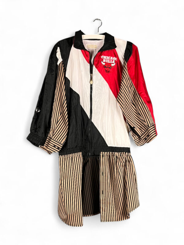 Upcycled Bulls Jacket Dress Red Black Upcycled Bulls Jacket Dress Red Black