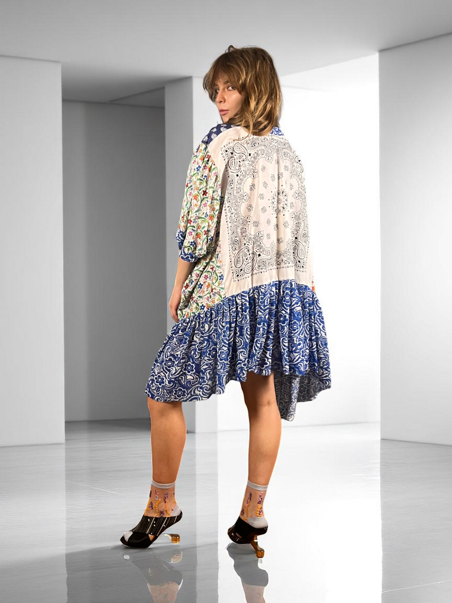 Bandana Patchwork Top in Blue and Floral Mix Bandana Patchwork Top in Blue and Floral Mix