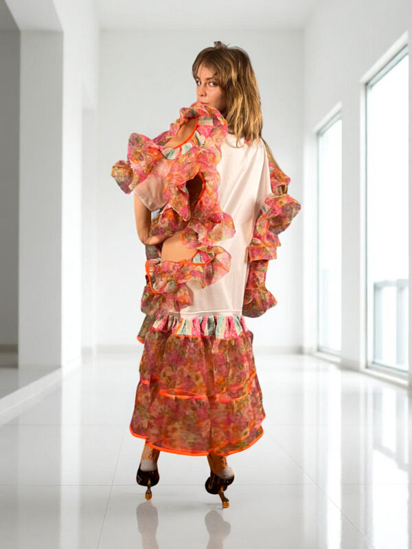 Floral Patchwork Dress Blue Bandana Front Floral Patchwork Dress Blue Bandana Front