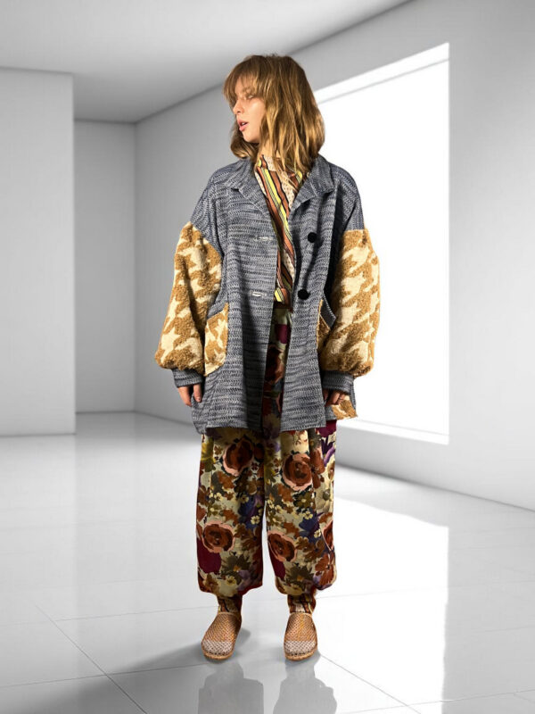 Bandana Patchwork Top in Blue and Floral Mix