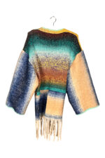 Upcycled Gradient Knit Cardigan Fringe Edge Upcycled Gradient Knit Cardigan Fringe Edge