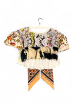 Patchwork Top Floral Crackle Orange Scarf Tails Patchwork Top Floral Crackle Orange Scarf Tails