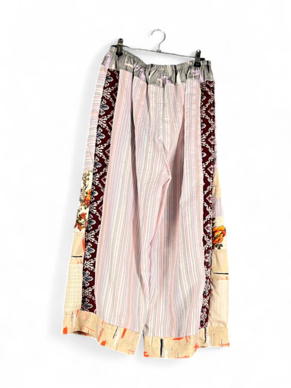 Patchwork Cotton Pants Grey Pink Floral Patchwork Cotton Pants Grey Pink Floral