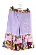 Upcycled Lavender Ruffle Pants Floral Pink Upcycled Lavender Ruffle Pants Floral Pink