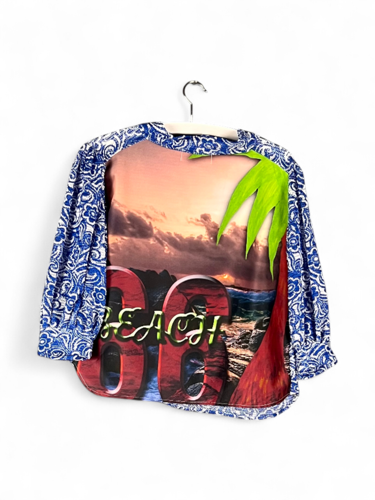 Blue Floral Top with Sunset Back Print Blue Floral Top with Sunset Back Print