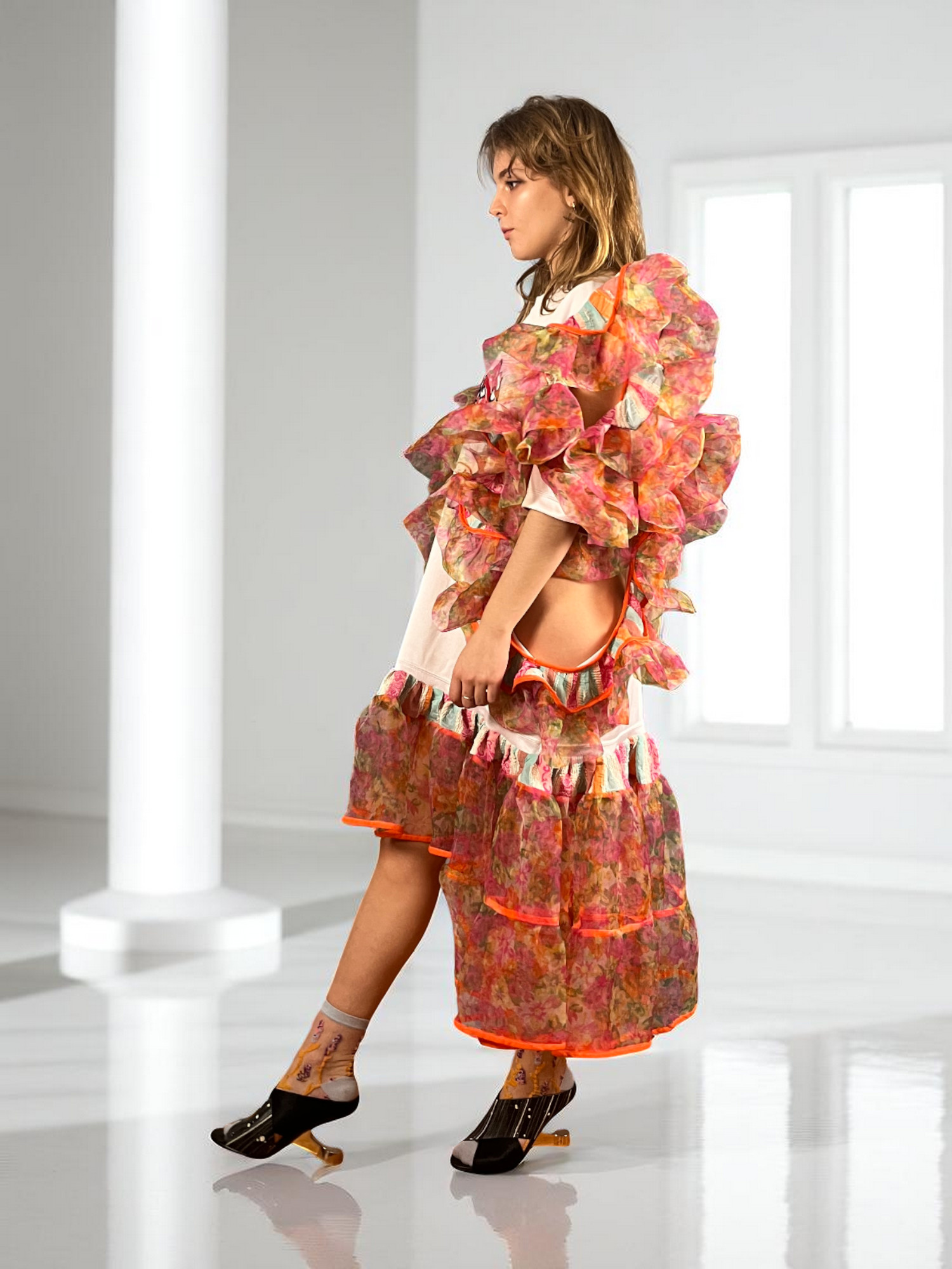 Floral Patchwork Dress Blue Bandana Front Floral Patchwork Dress Blue Bandana Front