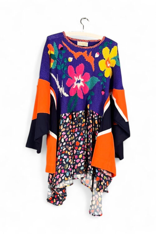 Upcycled Floral Sports Dress Purple Orange Upcycled Floral Sports Dress Purple Orange