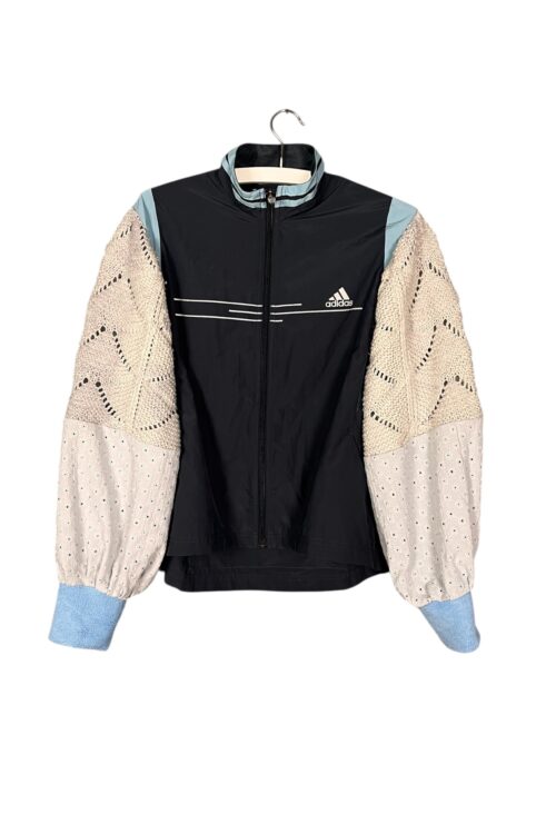 Upcycled Adidas Jacket With Knit Sleeves Upcycled Adidas Jacket With Knit Sleeves