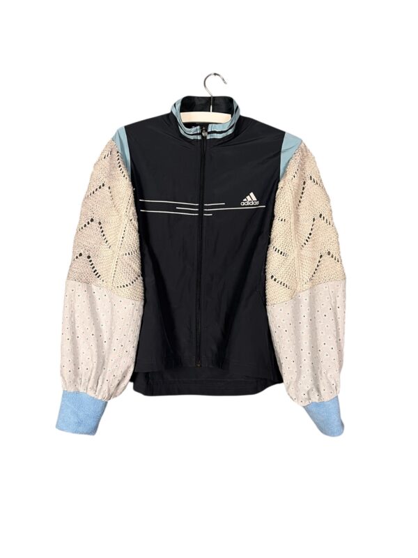 Upcycled Adidas Jacket With Knit Sleeves Upcycled Adidas Jacket With Knit Sleeves