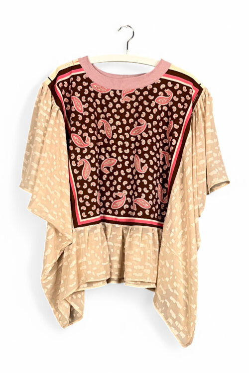 Floral Patchwork Orange Bloom Top