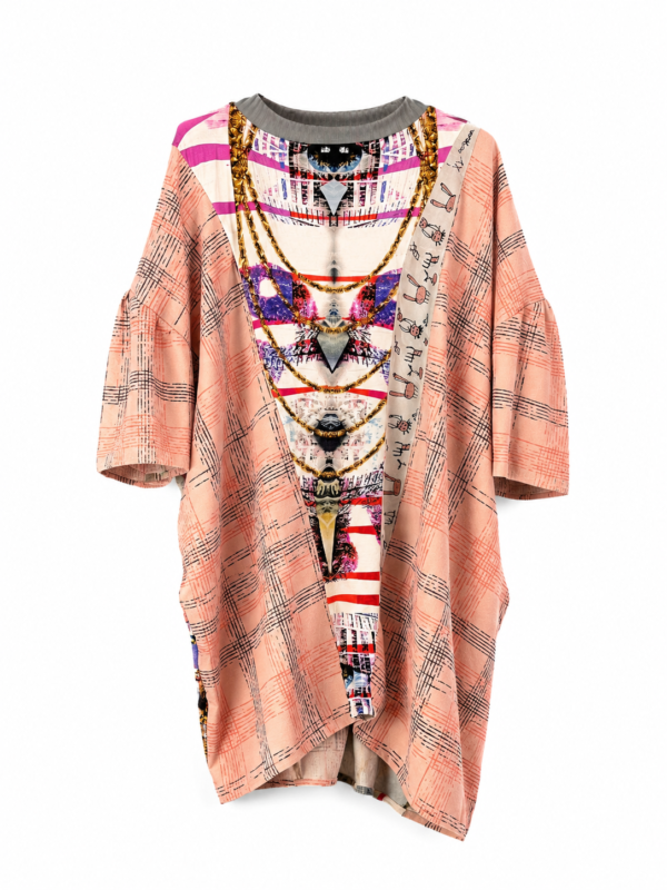 Asymmetric Printed Dress in Soft Pink Mosaic Asymmetric Printed Dress in Soft Pink Mosaic