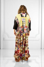 Upcycled Foulard Apron Skirt Yellow Brown Upcycled Foulard Apron Skirt Yellow Brown