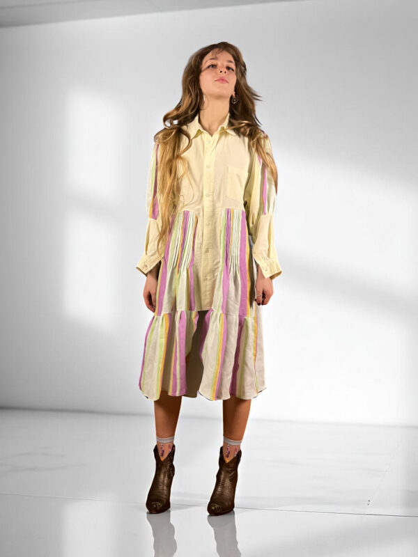 Striped Cat Garden Shirt Dress