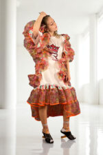 Floral Patchwork Dress Blue Bandana Front Floral Patchwork Dress Blue Bandana Front