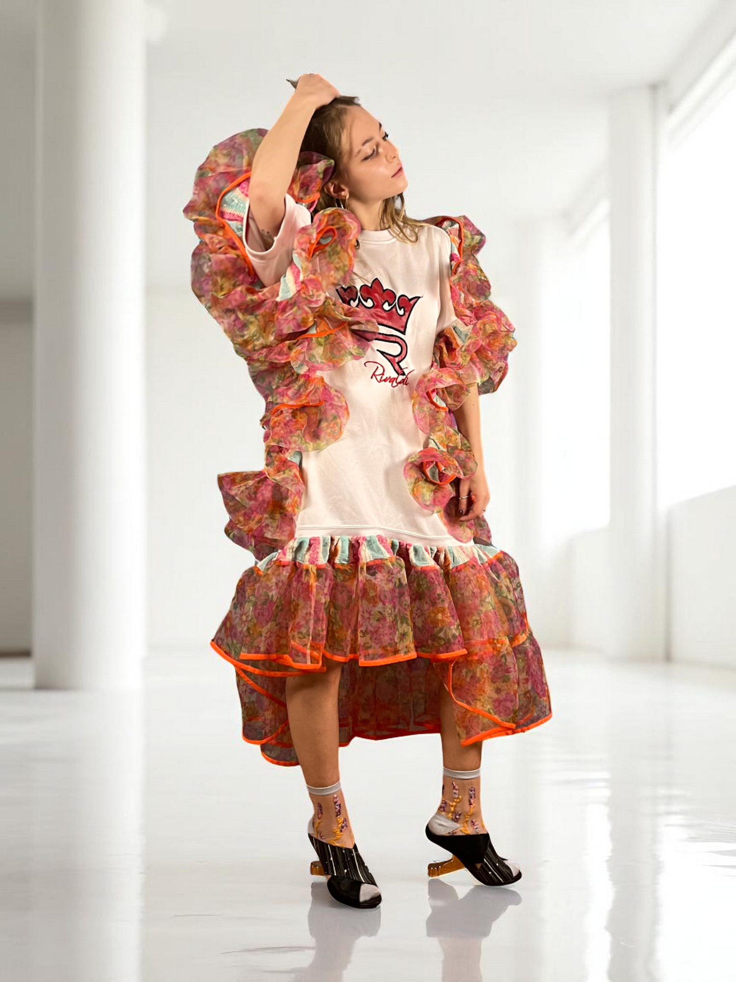 Floral Patchwork Dress Blue Bandana Front Floral Patchwork Dress Blue Bandana Front