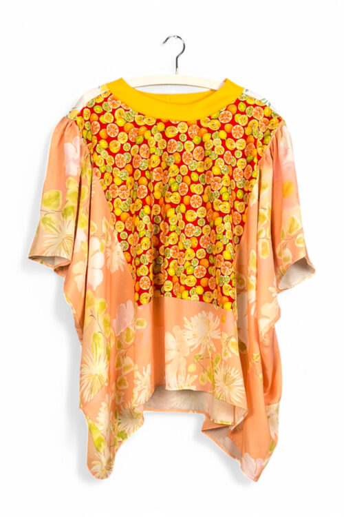 Floral Patchwork Orange Bloom Top
