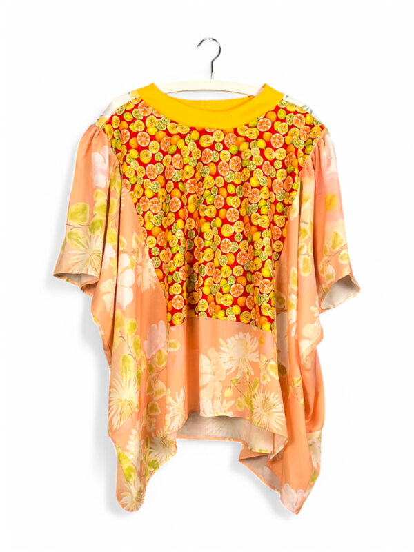 Floral Patchwork Orange Bloom Top Floral Patchwork Orange Bloom Top