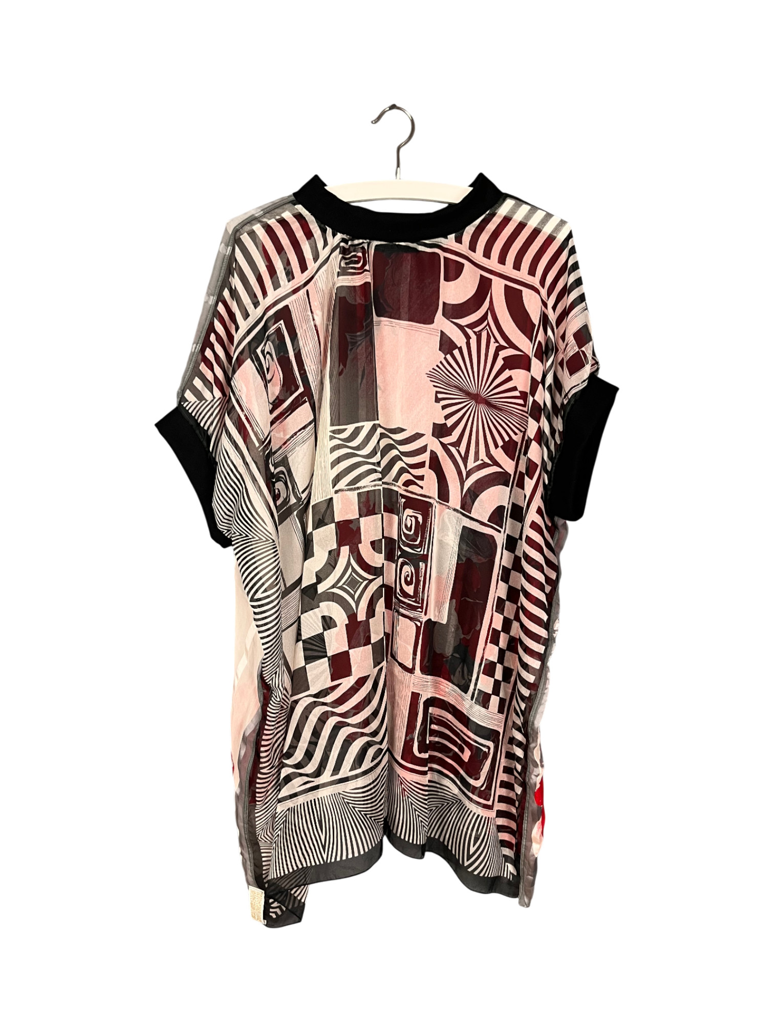 Upcycled Vintage Scarf Top Red Garden Mesh Upcycled Vintage Scarf Top Red Garden Mesh