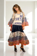 Floral Patchwork Dress Blue Bandana Front Floral Patchwork Dress Blue Bandana Front