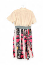 Patchwork Shirt Dress with Pink Graphic Skirt Patchwork Shirt Dress with Pink Graphic Skirt