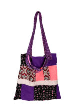 Creative Patchwork Tote Bag Purple Red Green Creative Patchwork Tote Bag Purple Red Green