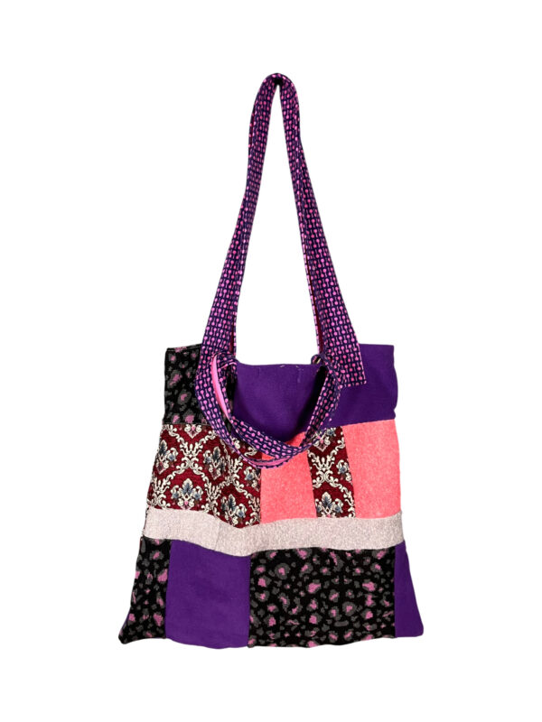 Creative Patchwork Tote Bag Purple Red Green Creative Patchwork Tote Bag Purple Red Green