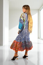 Floral Patchwork Dress Blue Bandana Front Floral Patchwork Dress Blue Bandana Front